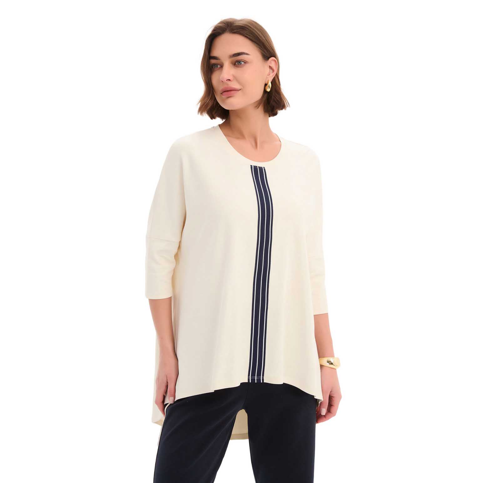 TIRELLI Stripe Front 3/4 Sleeve Tee